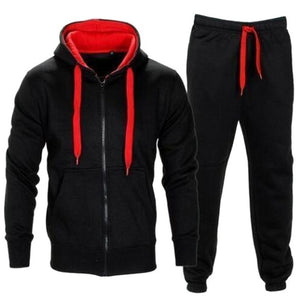 Adisputent Tracksuit Men 2019 Autumn Sportwear Fashion Mens Hip Hop Set 2PC Zipper Hooded Sweatshirt Jacket+Pant  Suit