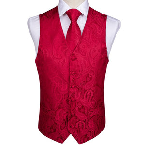 DiBanGu Top 9 styles Vest for Men Silver Red Orange Blue Men's Vest Suit Business Wedding Party Occasion Hanky Cufflinks Vests