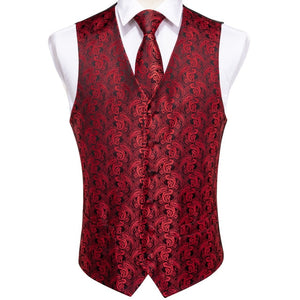DiBanGu Top 9 styles Vest for Men Silver Red Orange Blue Men's Vest Suit Business Wedding Party Occasion Hanky Cufflinks Vests